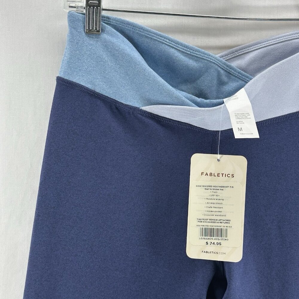 Fabletics Winn II Colorblock Crossover V-Waist 7/8 Leggings Women M Blue Heather - Picture 10 of 12